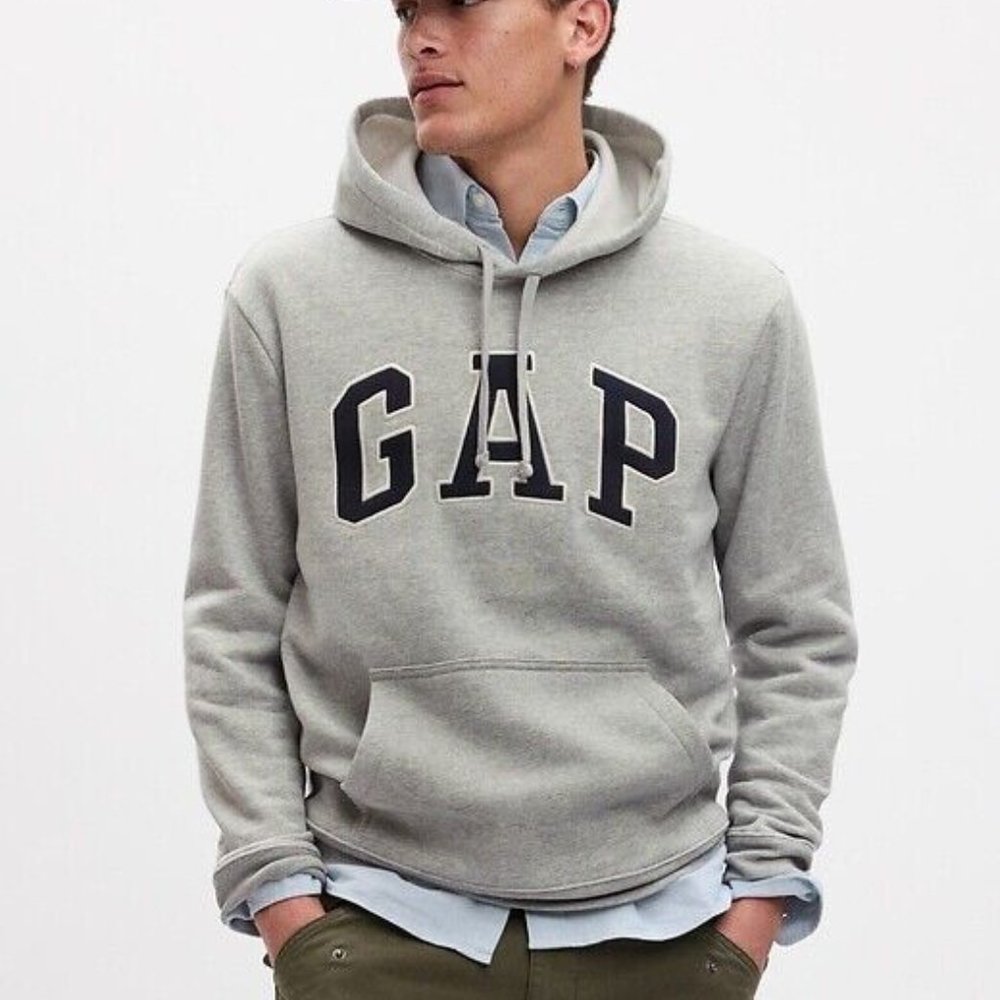 GAP Gray Logo Pullover Cotton Hoodie Men’s Size 510981-02-1 - Picture 2 of 3